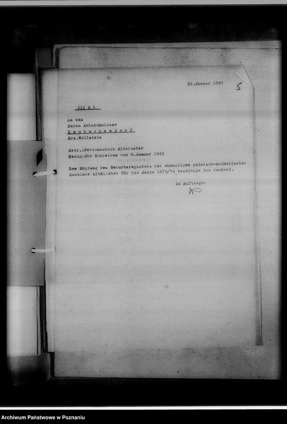 Obraz 9 z jednostki "Einziehungsprotokolle [ksiąg kościelnych] Kreis Wollstein [powiat wolsztyński]"