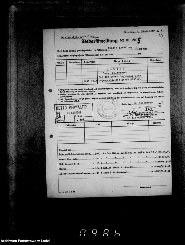 image.from.unit.number "Lebensmitteleinkauf. Aufträge, [Lieferscheinen und Rechnungen] 16841-16870 [Dostawa artykułów pierwszej potrzeby do Getta]"