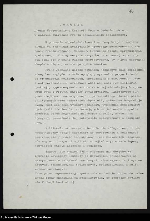 image.from.unit.number "Posiedzenia plenarne Wojewódzkiego Komitetu Frontu Jedności Narodu"