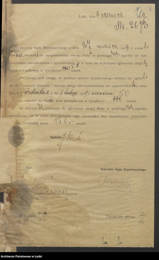 Obraz 9 z jednostki "Hersch Leib Brauner i S-ka - sprzedaż towarów manufakturowych i galanterji"