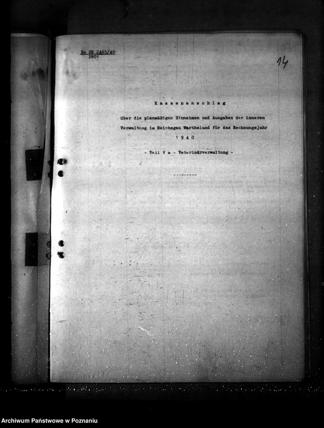 Obraz 18 z jednostki "Kassenanschlag 1940- Veterinär- Verwaltung"