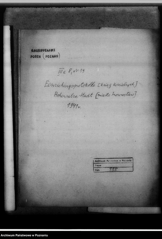 Obraz 4 z jednostki "Einziehungsprotokolle [ksiąg kościelnych] Hohensalza-Stadt [miasto Inowrocław]"