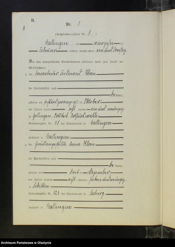 image.from.unit.number "Heirats-Neben-Register Nr 1 - 19 [ Księga małżeństw - wtóropis ]"