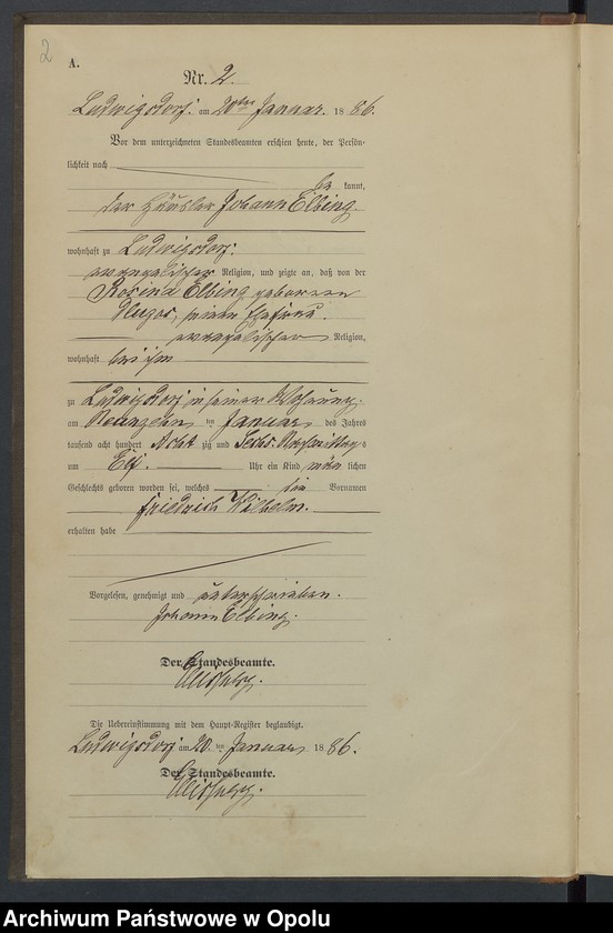 image.from.unit.number "Geburts-Neben-Register Standesamts Ludwigsdorf pro 1886"