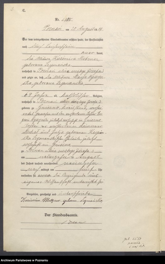 Obraz 4 z jednostki "Księga miejscowa zgonów tom V [Rejestr główny zgonów]"