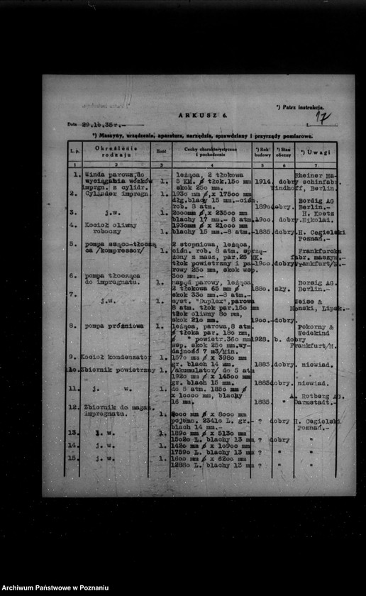 Obraz 20 z jednostki "Kwestionariusz Zakładu impregnacyjnego związku koksowni Spółka z o. o. w Katowicach Wronki powiat szamotulski"