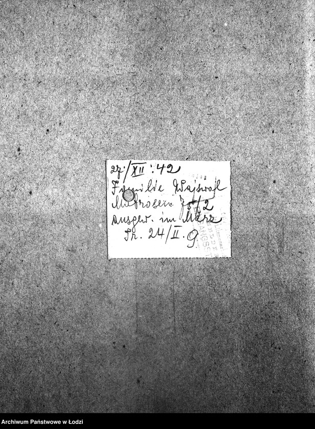 Obraz 12 z jednostki "[Korespondencja wychodząca i przychodząca z wydziałami getta, z niemieckimi urzędami i innymi gettami żydowskimi. Sprawy personalne, meldunkowe mieszkańców getta. Sprawy wewnętrzne Wydziałów Ewidencji]"