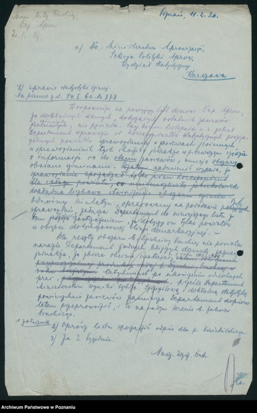Obraz 4 z jednostki "[Koresponencja dotycząca statystyki produkcji rolnej - zasiewów ozimych w latach 1919-1920]"