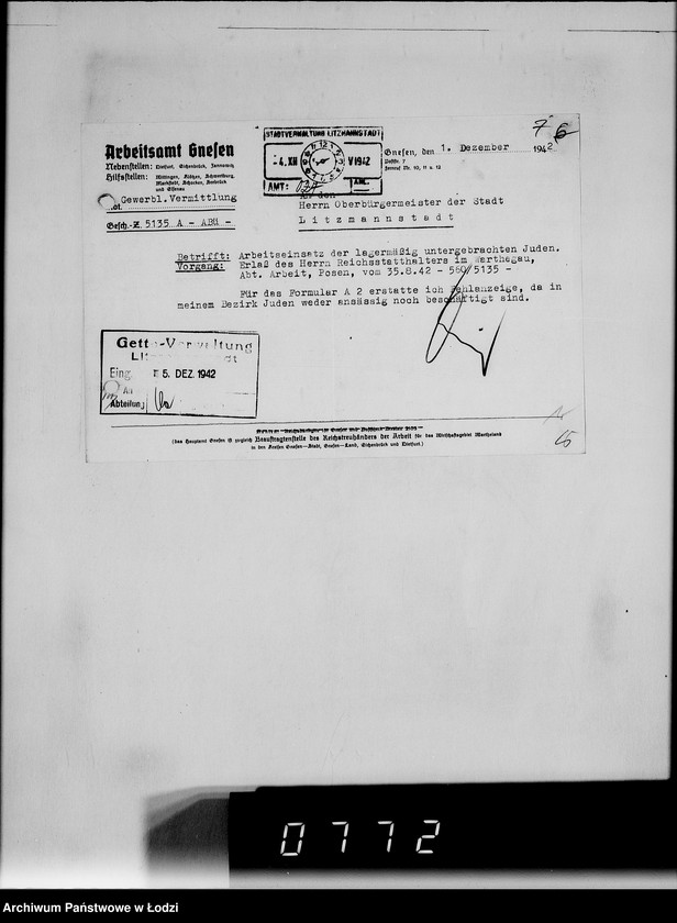 Obraz 10 z jednostki "Sonderkonto 12300. Arbeitsamt Gnesen, Arbeitsamt Hohensalza Judenlager: Montwy- (Kreis Hohensalza), Grossendorf-(Kreis Hohensalza), Bilsko, Mogilno, Olscha, Bornheim u.Schlabau, Wiesengrund, Hinterwalden, Neuwelt."