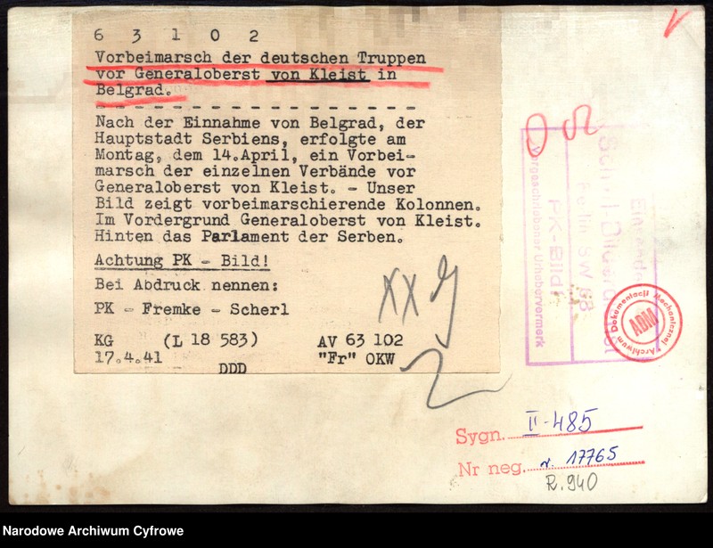 Obraz 2 z jednostki "Defilada wojsk niemieckich w Belgradzie "