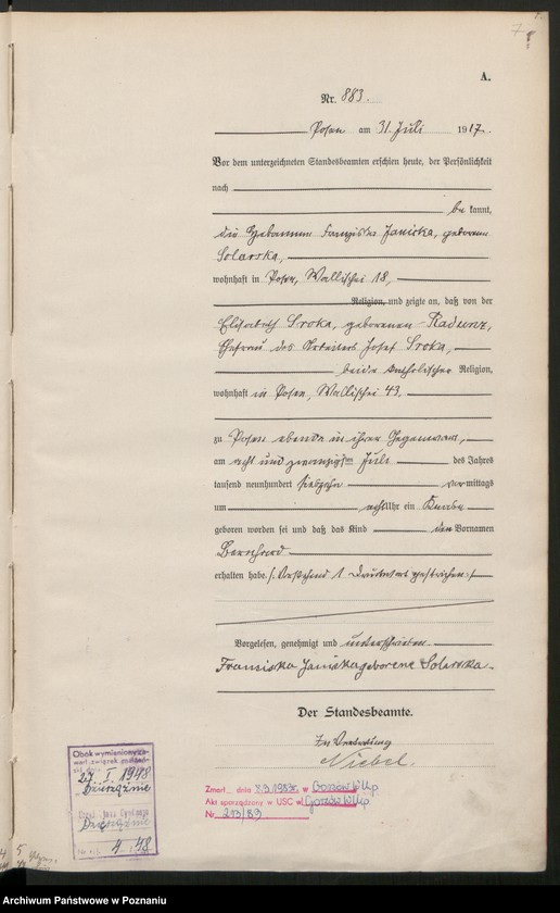 Obraz 9 z jednostki "Księga miejscowa urodzeń tom III [Rejestr główny urodzeń]"