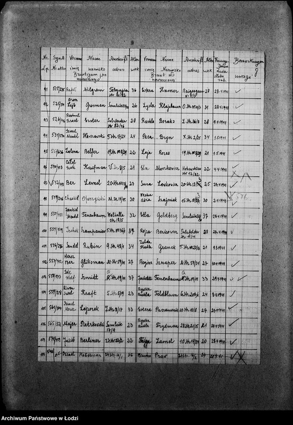 Obraz 11 z jednostki "[Imienne wykazy zaślubionych lub zaręczonych par]"