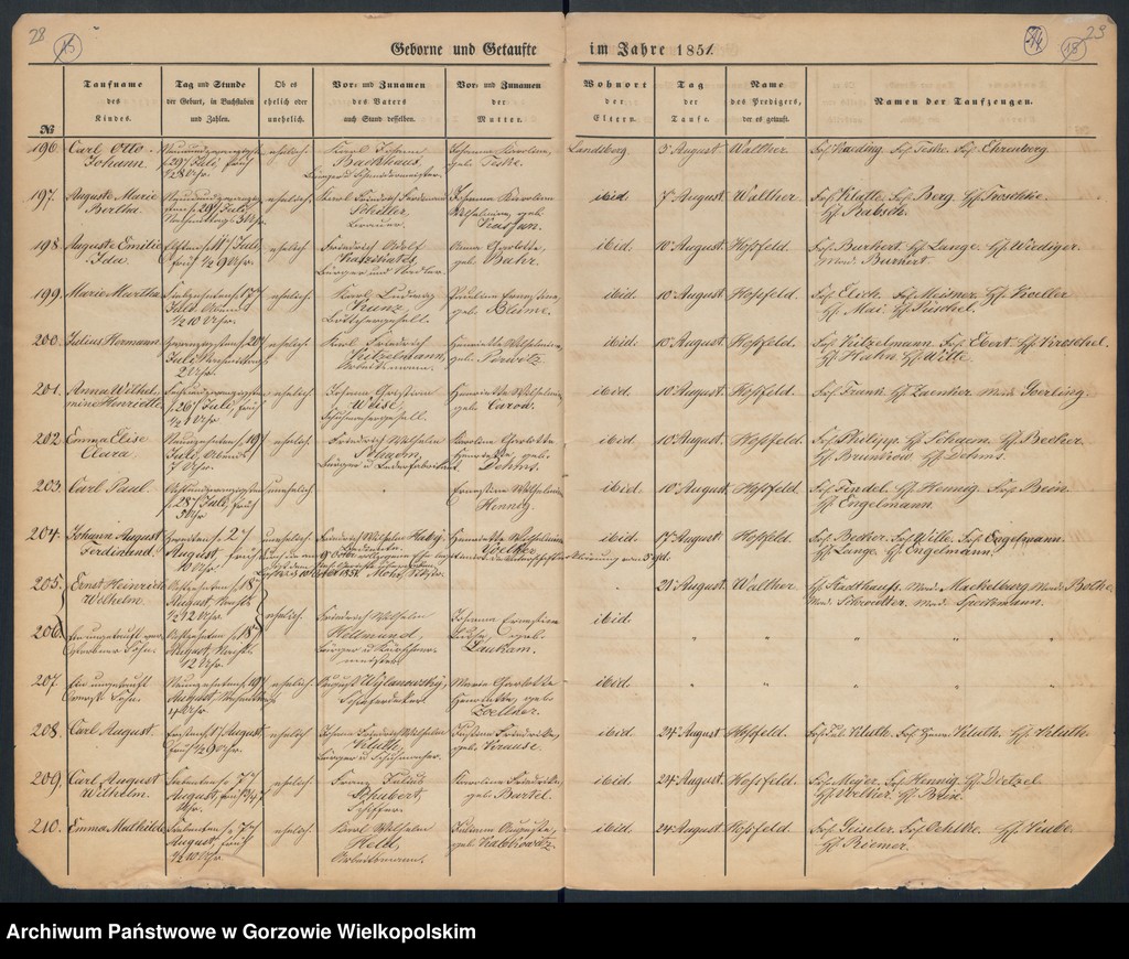 image.from.unit.number "Duplikate der St. Marienkirche zu Landsberg an der Warthe (zawiera też księgę zgonów Konkordien Kirche z 1851 r.)"