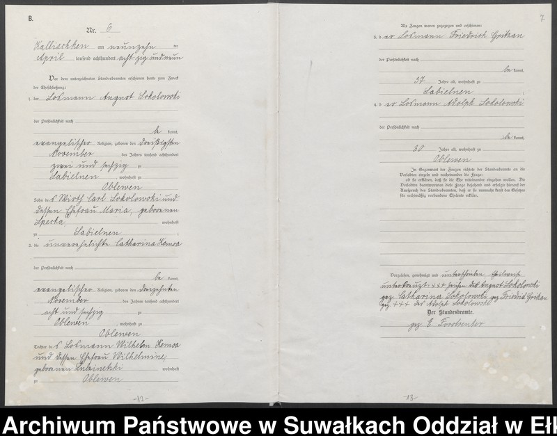 image.from.unit.number "[Heiraths-Haupt-Register des Königlichen Preussischen Standes-Amtes Kallischken Kreis Johannisburg]"