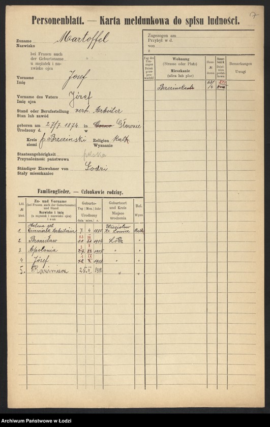 Obraz 9 z jednostki "[Spis ludności Łodzi] Mardofel - Markgraf"