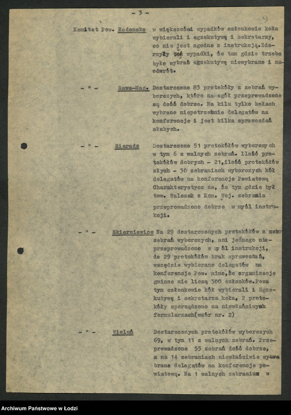 Obraz 10 z jednostki "Oceny [przebiegu oraz nadesłanych materiałów sprawozdawczych z] konferencji powiatowych [i miejskich]"