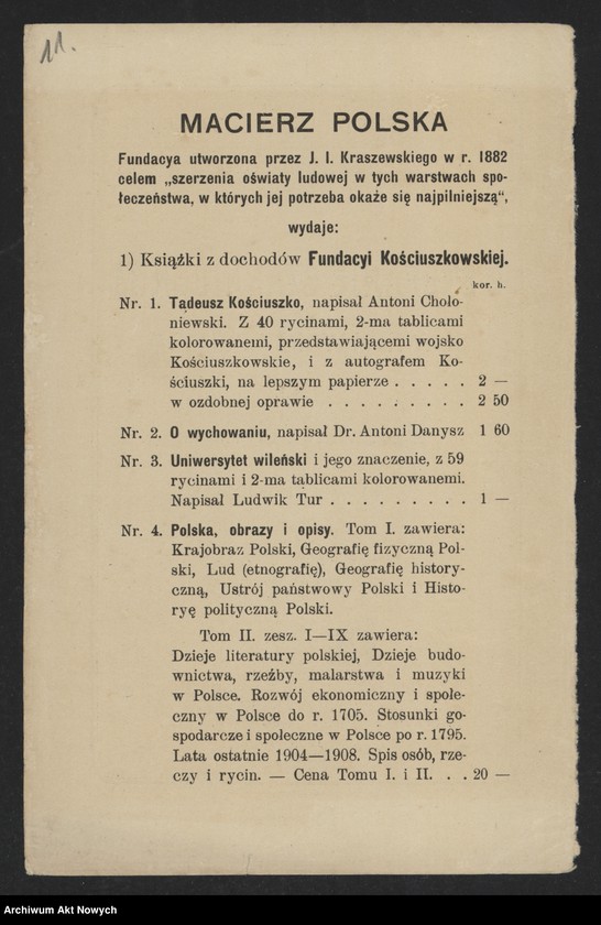 image.from.unit.number "Grochulski Hipolit (proboszcz parafii Czarńca); Załączniki: a) list do Ks. dr T. Pomian-Kruszyńskiego (odpis); b) program i projekt utworzenia Komitetu budowy grobowca i uczczenia pamięci St. Czarnieckiego (maszynopis); c) odpis uroczystości żałobnych ku czci St. Czarnieckiego w 1906 r. odpis z "Jutrzenki"; d) Wiktor Czermak - "O Stefanie Czarnieckim…", Lwów 1909 (broszura); e) wycinek prasowy; L.1"