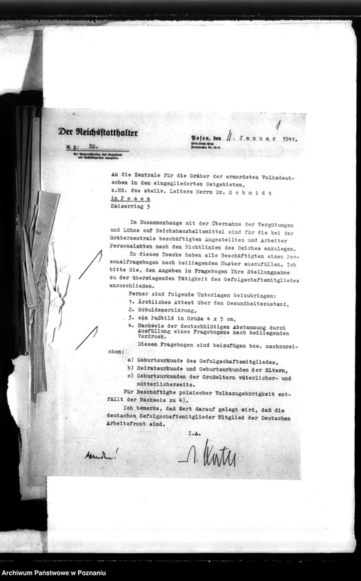 Obraz 5 z jednostki "Schriftwechsel mit der Reichsstalshalterei betr. die Gefolgschaftsmitglieder der Gräberzentrale"