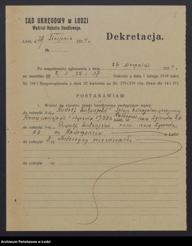 Obraz 7 z jednostki "Rudolf Eulenfeld- sklep galanteryjny"