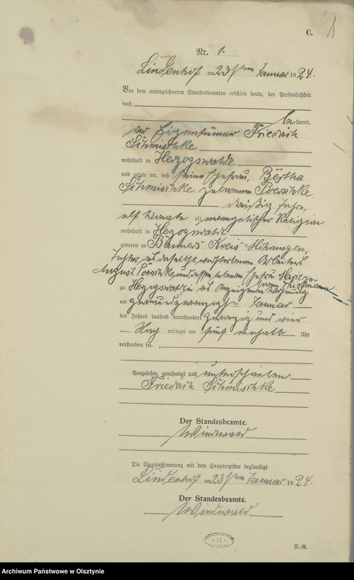 image.from.unit.number "Sterbe-Register / Neben-Register/ Nr 1 - 18"