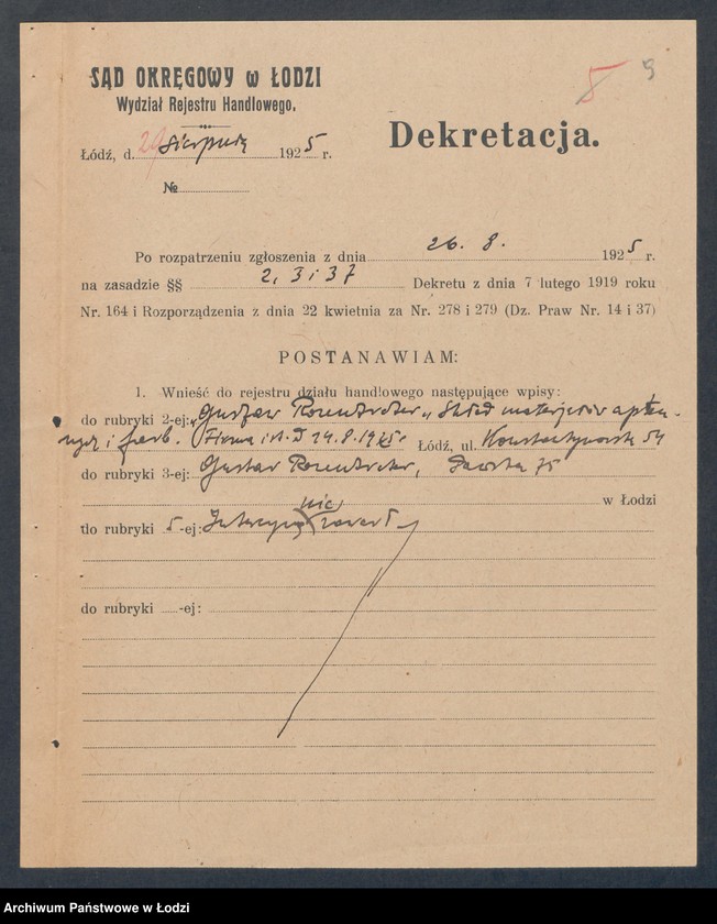 Obraz 11 z jednostki "Gustaw Rozentreter- skład materiałów aptecznych i farb"