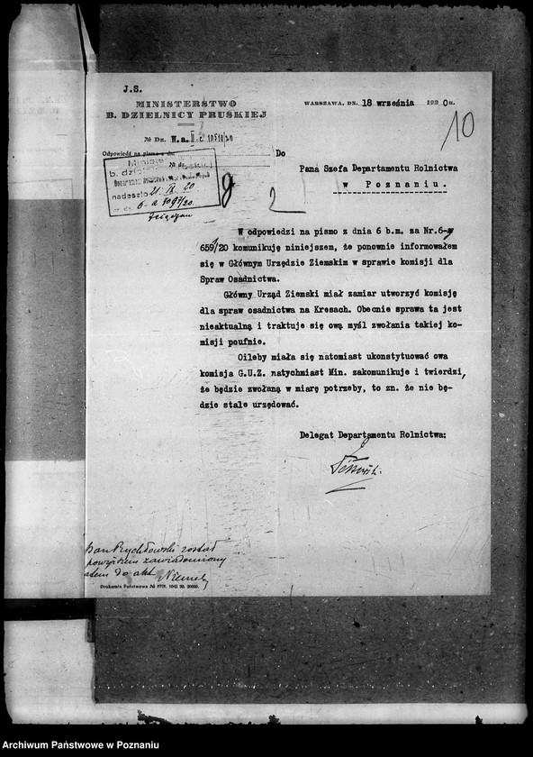 image.from.unit.number "Sprawy agrarnej reformy Urząd Osadniczy Komisja dla Osadnictwa"