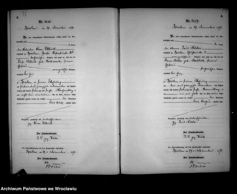 image.from.unit.number "Geburts-Neben-Register Breslau I 1876 Band 9"