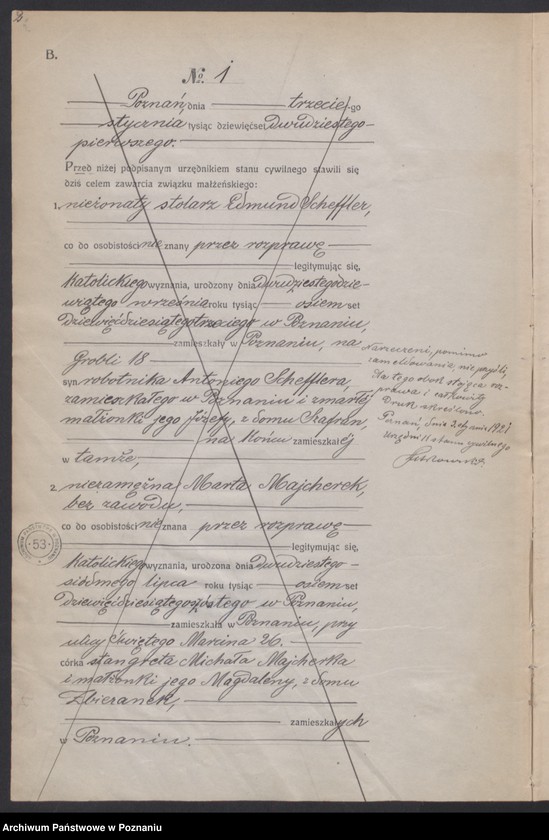 Obraz 4 z jednostki "Księga miejscowa małżeństw tom I [Rejestr główny małżeństw]"