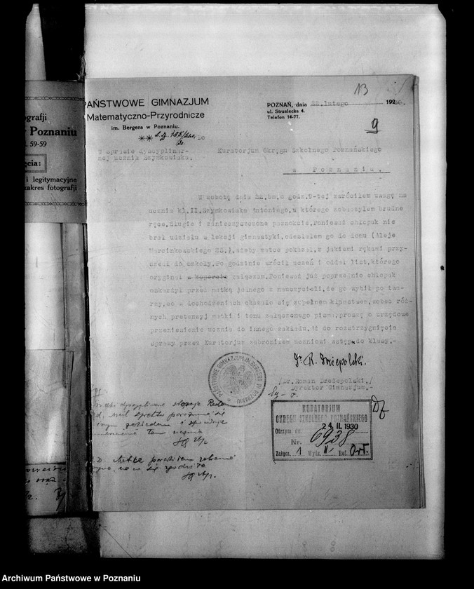 Obraz 17 z jednostki "Państwowe Gimnazjum imienia Bergera - Poznań [między innymi sprawozdanie z egzaminu dojrzałości eksternów i abiturientów]"