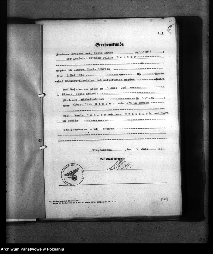 Obraz 11 z jednostki "Kreis Kutno. Wykaz miejscowych Niemców, którzy zginęli w 1939 roku"