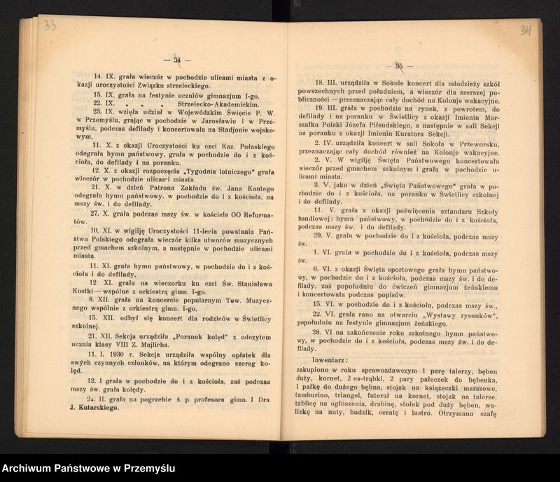 image.from.unit.number "Sprawozdanie Dyrekcji Państw[owego] Gimnazjum II im. Augusta Witkowskiego w Jarosławiu za rok szkolny 1929/30"