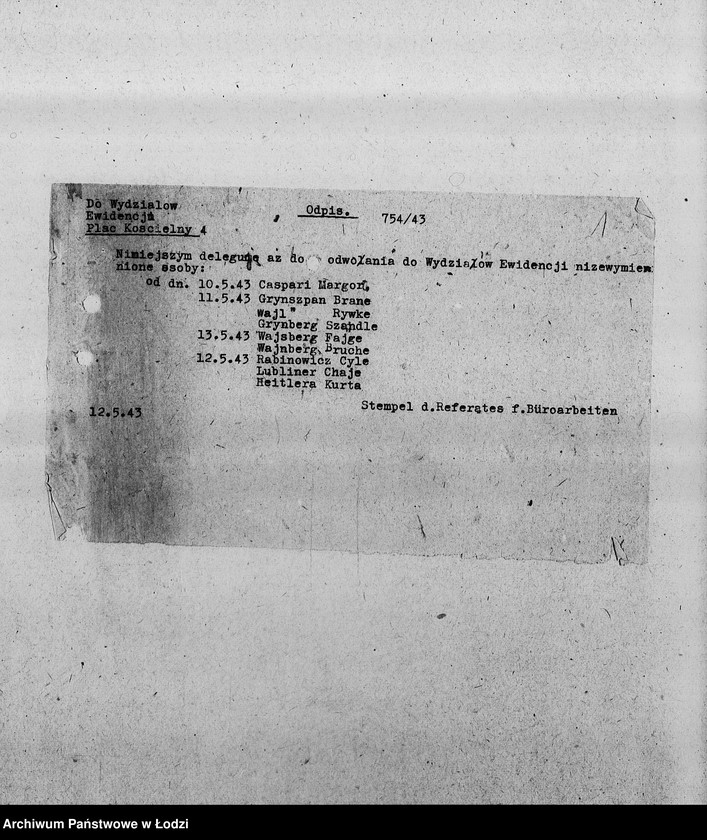 Obraz 4 z jednostki "[Korespondencja z Wydziałem Pracy i z PSŻ w sprawach personalnych i aprowizacyjnych Referatu Prac Biurowych]"