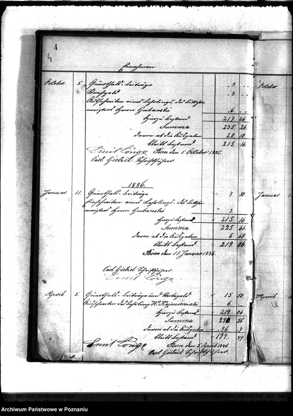 Obraz 8 z jednostki "Journal über Einnahme und Ausgaben der Böttchermeisterinnung in Posen ..."