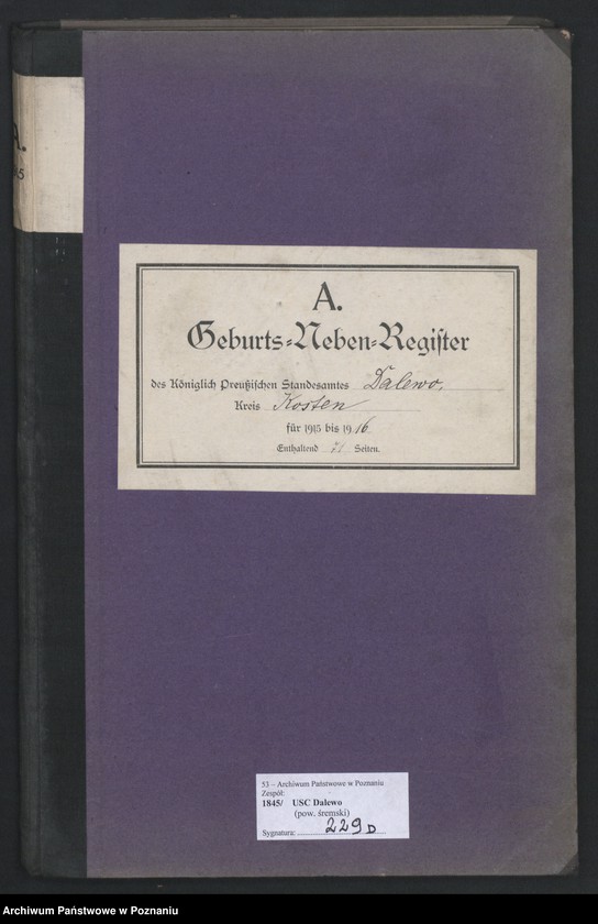 Obraz 2 z jednostki "Geburts-Neben-Register"