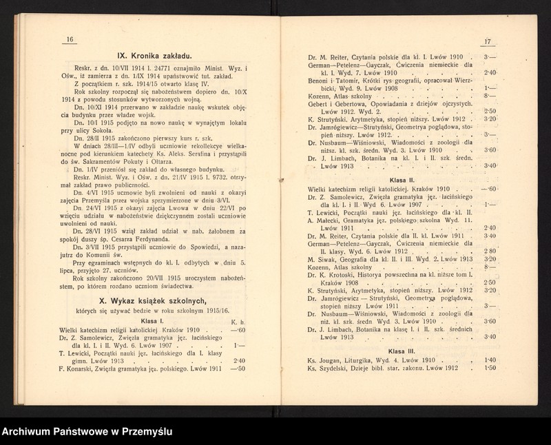 image.from.unit.number "IV Sprawozdanie kierownika Pryw[atnego] Gimnazjum Real.[nego] w Chrzanowie za rok szkolny 1914/1915"