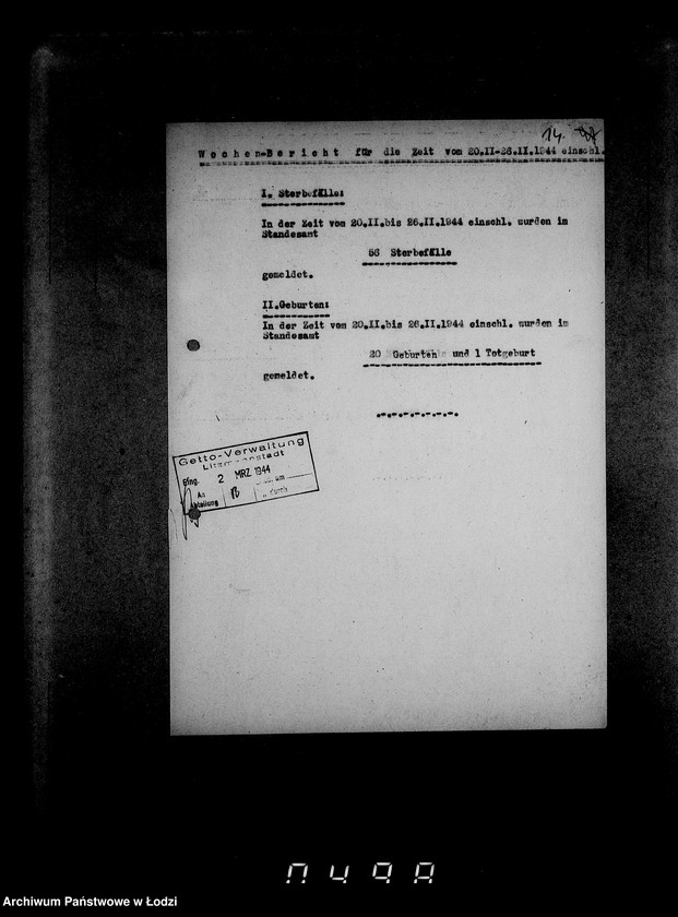 Obraz 18 z jednostki "Wöchentliche (monatliche) Tätigkeitsberichte des Ältesten der Juden"