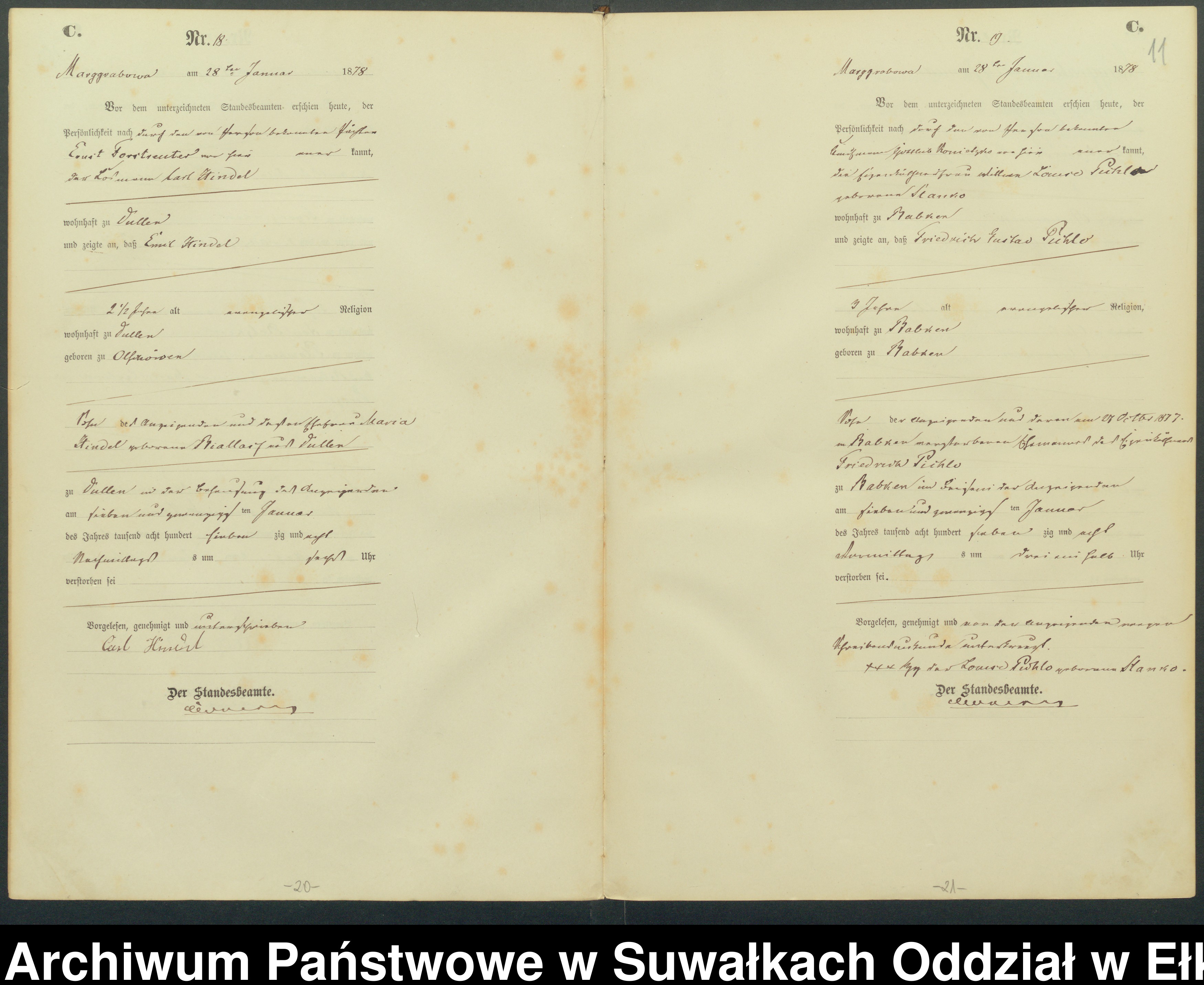 Skan z jednostki: Sterbe-Haupt-Register des Königlich Preussischen Standes-Amtes Landgemeinde Marggrabowa Kreis Oletzko
