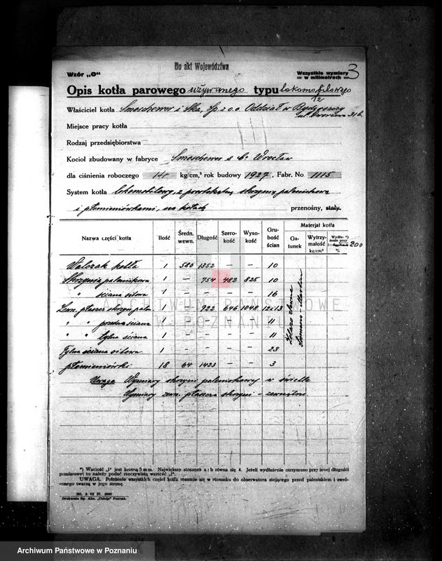 image.from.unit.number "Warsztaty firmy Smoschewor i Ska - Towarzystwo dla przemysłu kolejowego nr woj. kotła 6206"