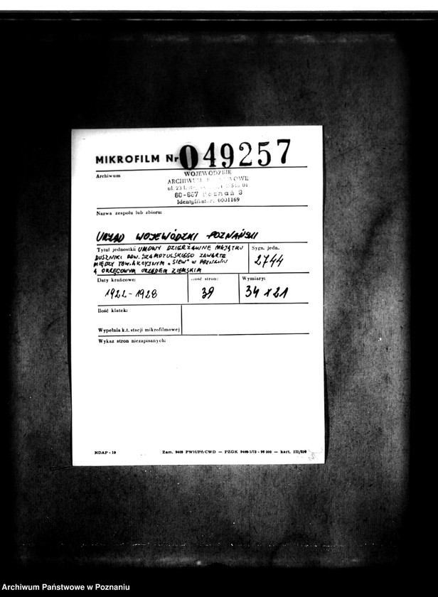 image.from.unit.number "/Umowy dzierżawne majątku Duszniki powiatu szamotulskiego/ zawarte między Towarzystwem Akcyjnym,,Siew" w Poznaniu a Okręgowym Urzędem Ziemskim"