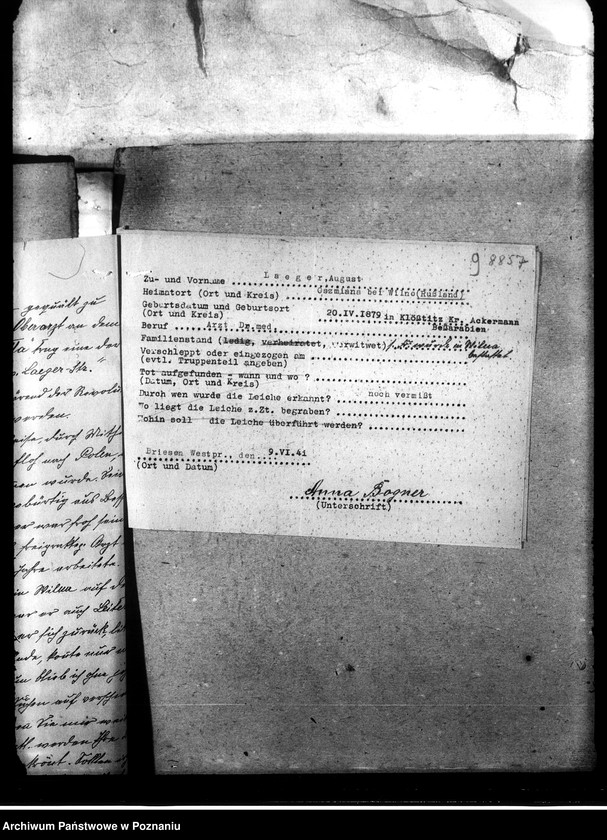 Obraz 13 z jednostki "Korespondencja w sprawie miejscowych Niemców, którzy zginęli w 1939 roku"