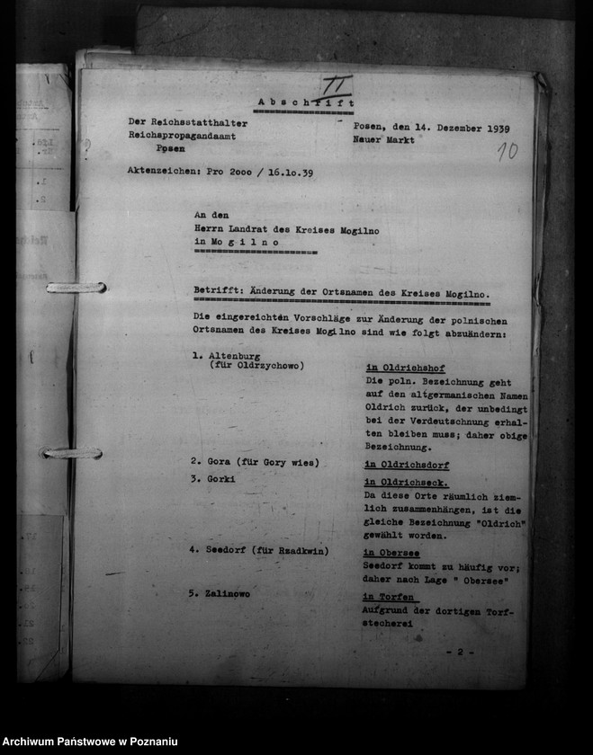 Obraz 14 z jednostki "Ortsnamenänderung Kreis Mogilno"