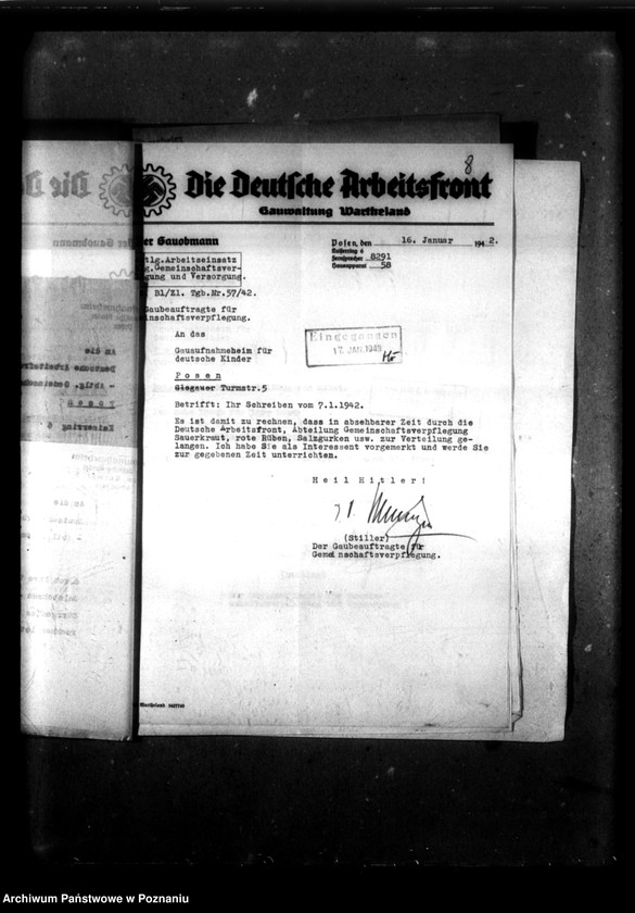 Obraz 12 z jednostki "Schriftwechsel mit der Deutsche Arbeiters Front [Korespondencja w sprawie zbiorowego żywienia]."