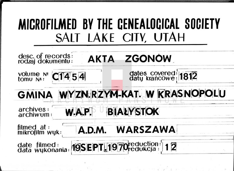 image.from.unit.number "Akta Cywilne Umarłych Gminy Krasnopolskiey. Od Roku 1812 1-go Stycznia. Sporządzone."