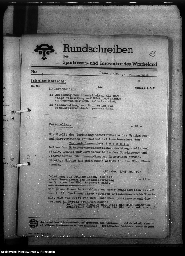 Obraz 17 z jednostki "Rundschreiben des Sparkassen- und Giroverbandes Wartheland"