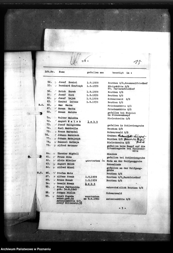 Obraz 20 z jednostki "Freikorpskämpfer "Ebbinghaus" - Oberschlesien- polegli w 1939 roku"