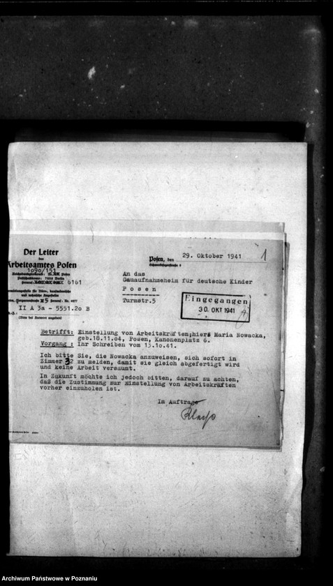Obraz 5 z jednostki "Polin Marie Nowacka und Socialversicherung [Akta personalne krawcowej Marii Nowackiej. Listy płac personelu polskiego za lipiec 1944 r.]."