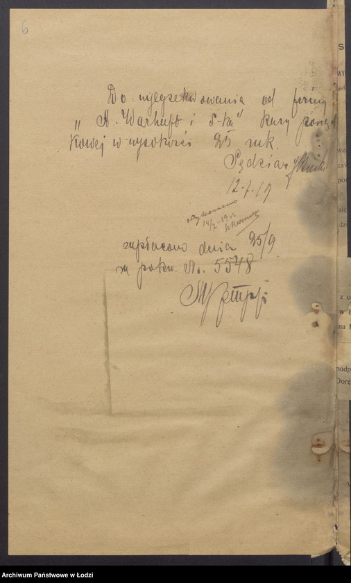 Obraz 8 z jednostki "Aron Warhaft - sprzedaż towarów manufakturowych i przędzy"