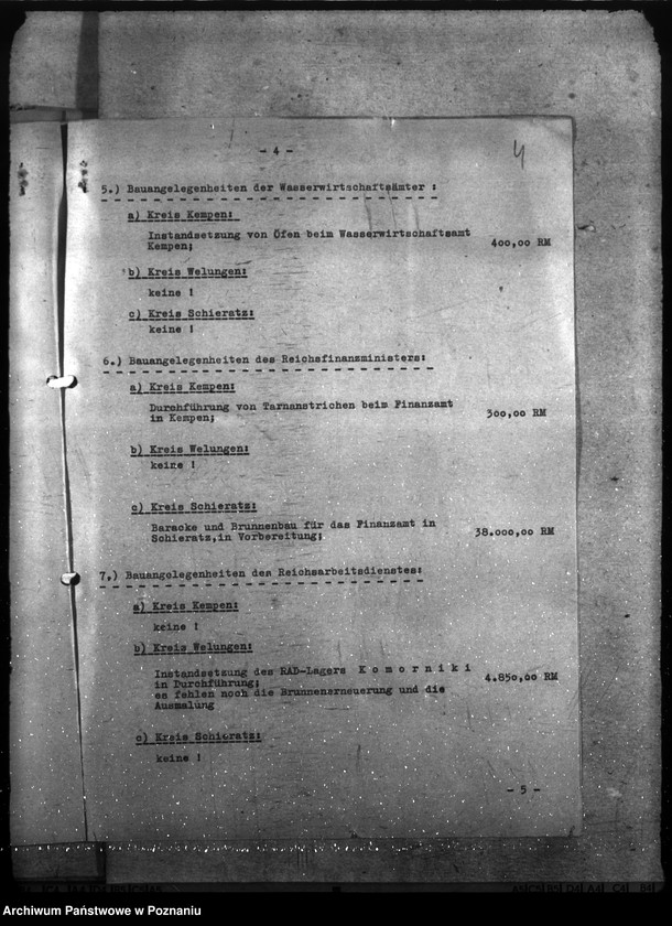 Obraz 8 z jednostki "Kreisbauamt Kempen - Wykaz prac budowlanych dla posterunków policji i urzędów"