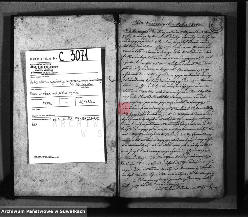 image.from.unit.number "Księga duplikat parafii Wiżajny z roku 1844"