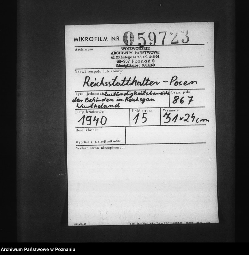 Obraz 2 z jednostki "Zuständigkeitsbereiche der Behörden im Reihsgau Wartheland"